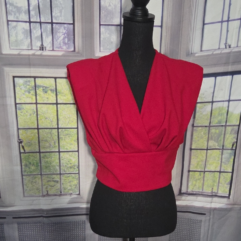 SHEIN Vibrant Red Sleeveless Blouse